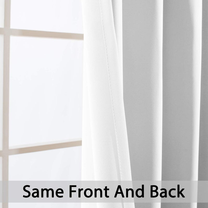 Yakamok Room Darkening Pure White Curtains with Grommet, Thermal Insulated Drapes for Living Room, 52x108 Inch, 2 Panels - Image 5